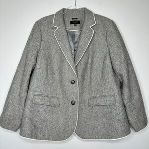 Talbots Women's Gray Blazer with White Piping